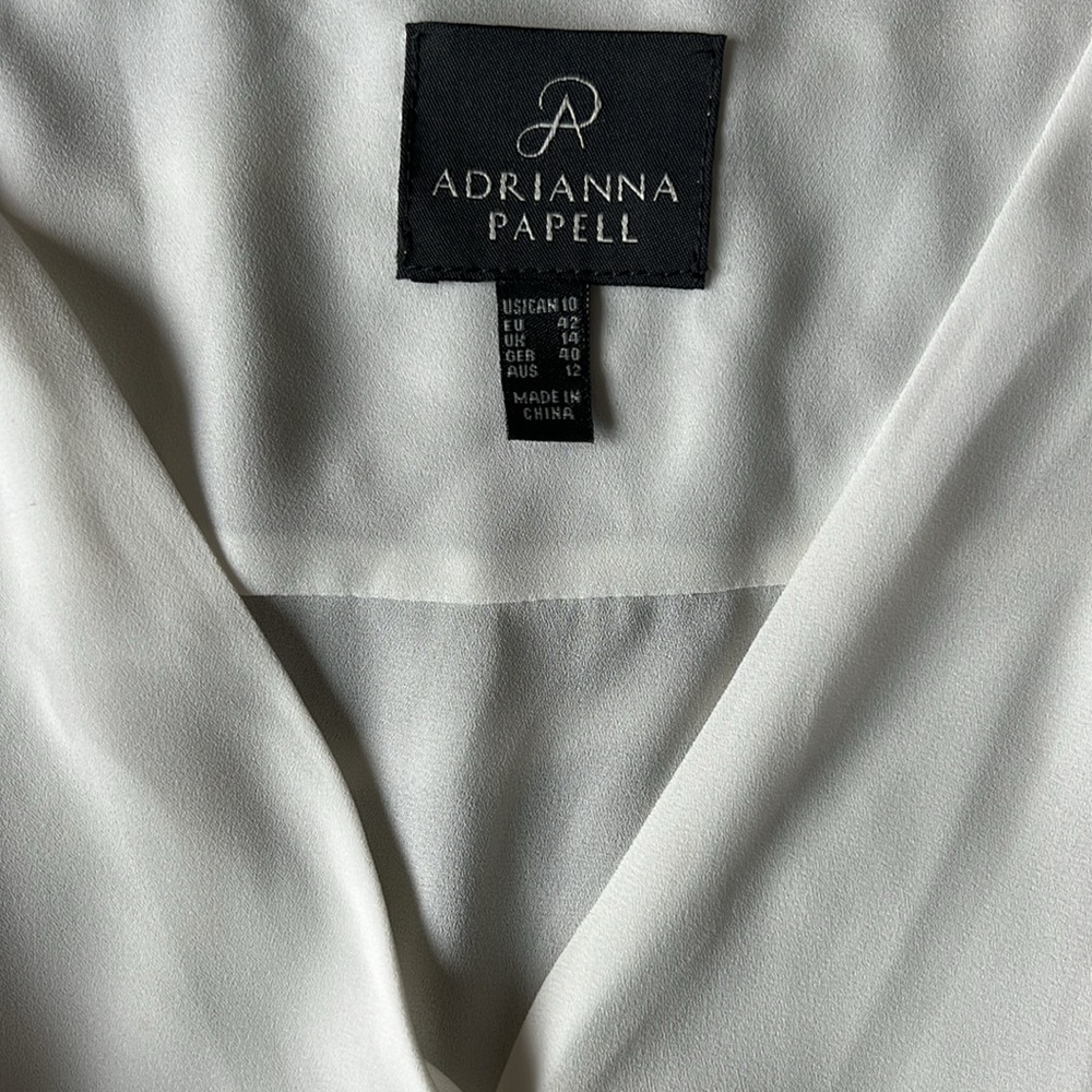 Adriana Papell Preppy Minimalist Long Sleeve White Blouse Navy Skirt Dress - Picture 4 of 13